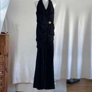 BB Collections Elegant Black Halter Pantsuit.